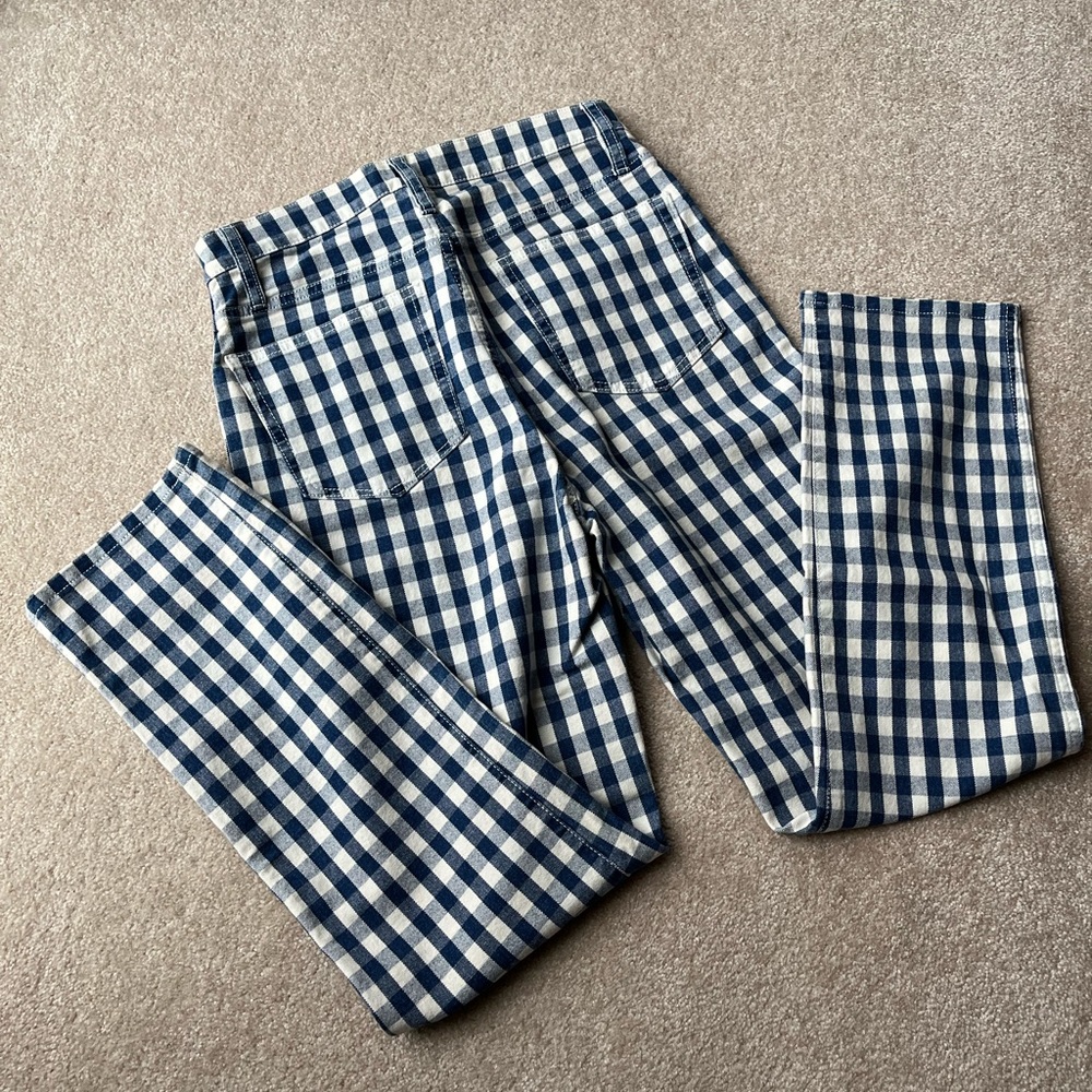 J. Crew Women’s Preppy blue check vintage straight jeans size 27 NWT - Picture 2 of 7